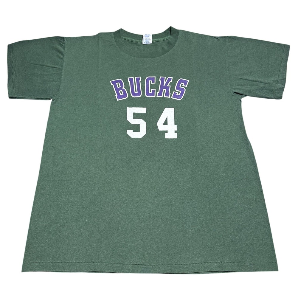 Vintage‎ 80s NBA Milwaukee Bucks #54 Basketball T-Shirt Size Large Forest Green